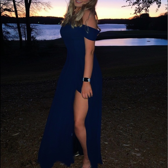Navy Blue Long Formal Dress - Picture 1 of 3